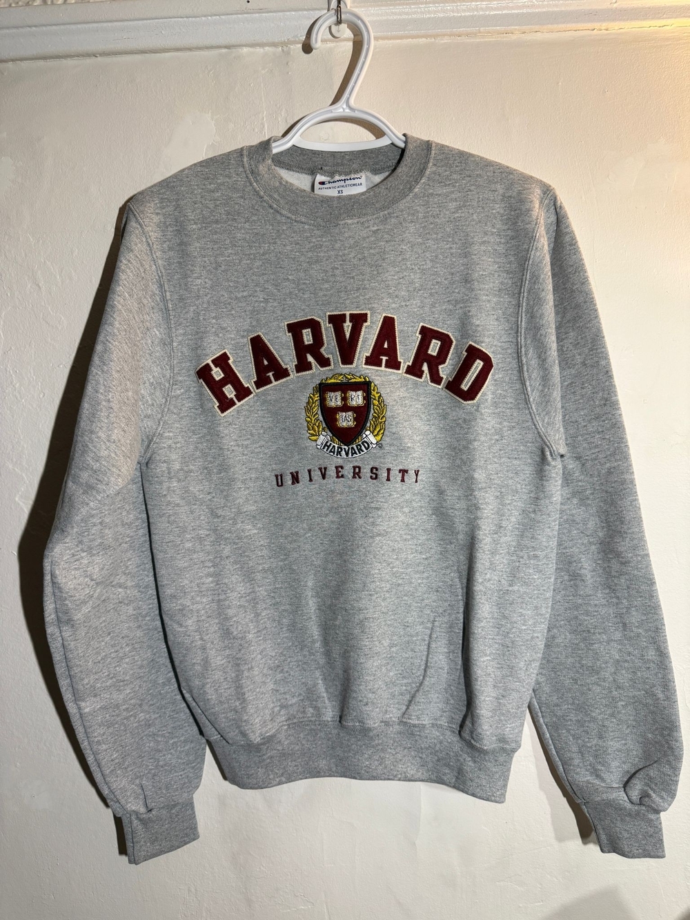 Champion Harvard University Embroidered Crewneck Sweatshirt Grey XS